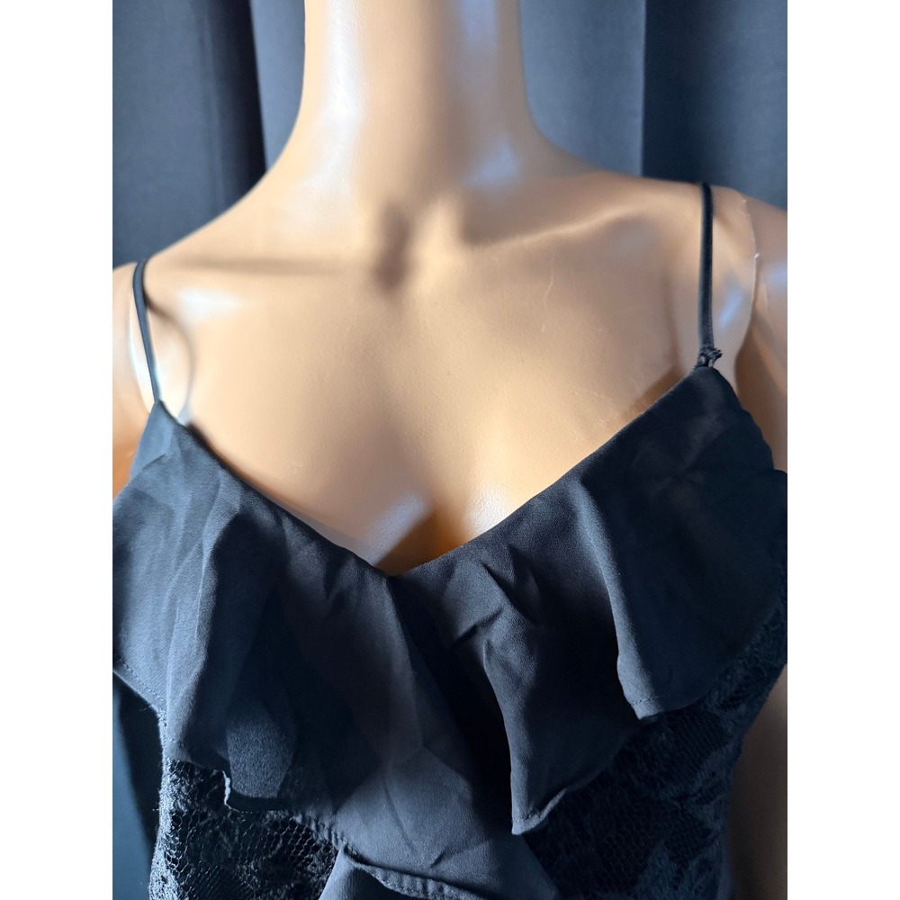 Candies Black Lace Ruffle Bodice Jumpsuit M Y2K Coquette Cocktail Romantic Goth - Picture 4 of 16